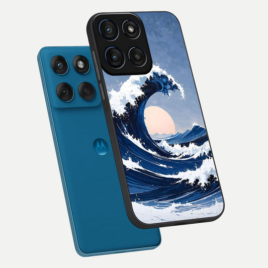  Rising Tide Power phone case For Moto Edge 60 showing premium glass back cover with detailed artwork