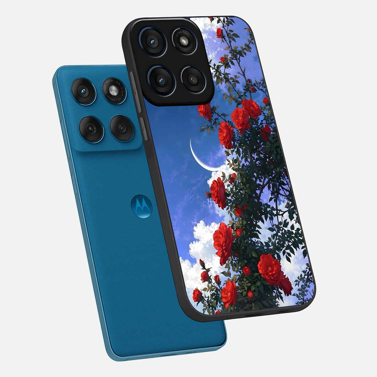  Rose Drift Flowers phone case For Moto Edge 60 showing premium glass back cover with detailed artwork