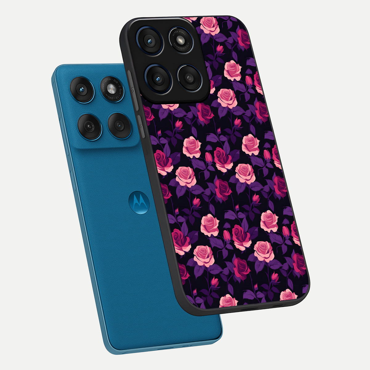  Rose Garden Twilight phone case For Moto Edge 60 showing premium glass back cover with detailed artwork