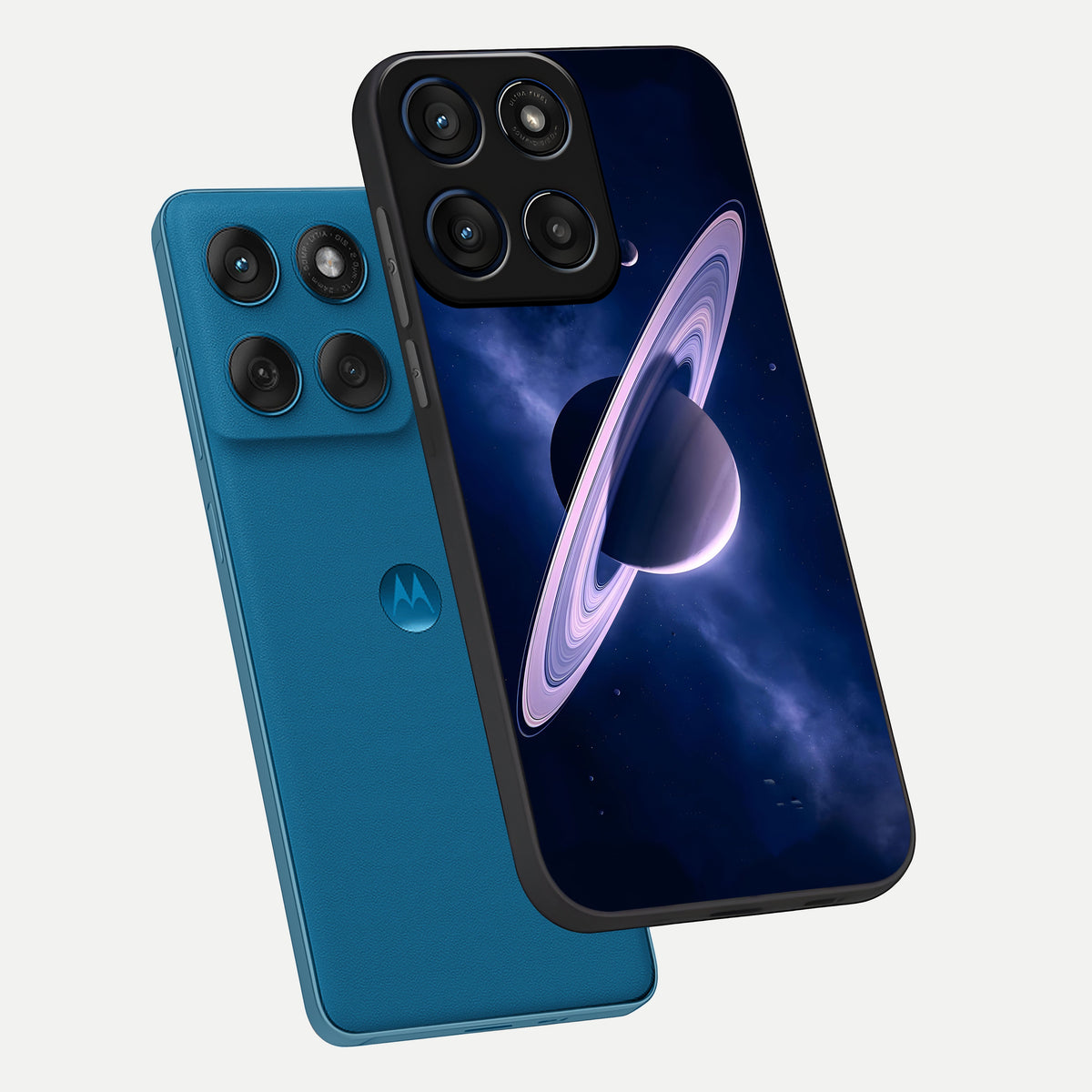  Saturn Ring Mystique phone case For Moto Edge 60 showing premium glass back cover with detailed artwork
