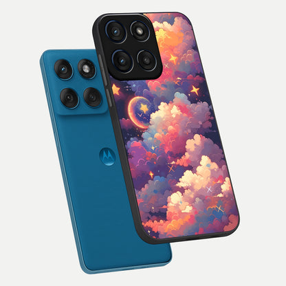  Starlit Dream Clouds phone case For Moto Edge 60 showing premium glass back cover with detailed artwork