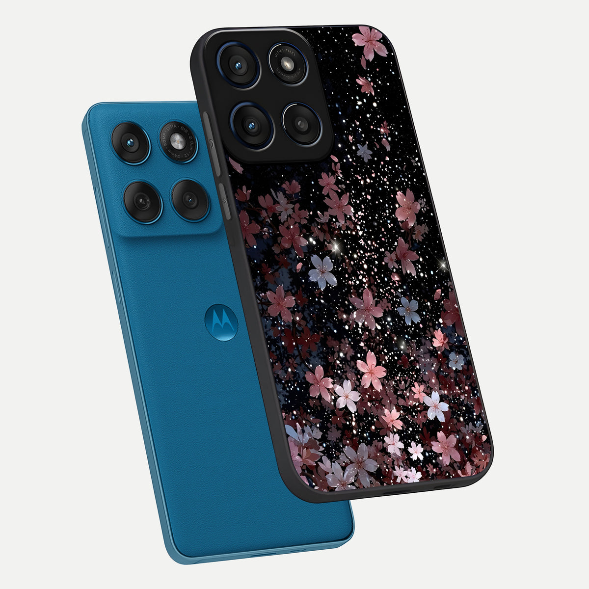  Starlit Flower Dreams phone case For Moto Edge 60 showing premium glass back cover with detailed artwork