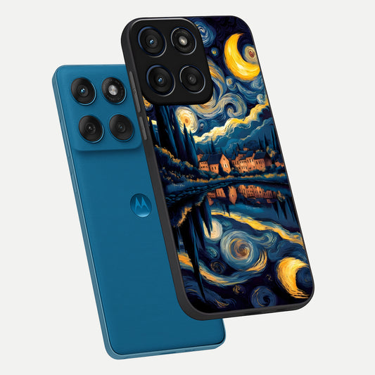  Starry Sky Serenity phone case For Moto Edge 60 showing premium glass back cover with detailed artwork