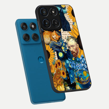 Sunflower Chic Mood Custom Name phone case For Moto Edge 60 showing premium glass back cover with detailed artwork