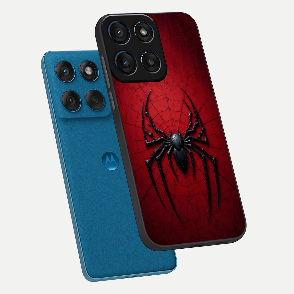  Superhero Web Emblem phone case For Moto Edge 60 showing premium glass back cover with detailed artwork