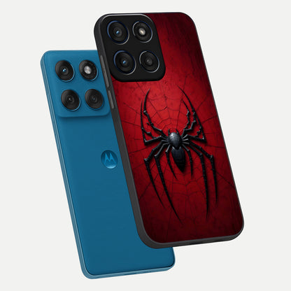  Superhero Web Emblem phone case For Moto Edge 60 showing premium glass back cover with detailed artwork