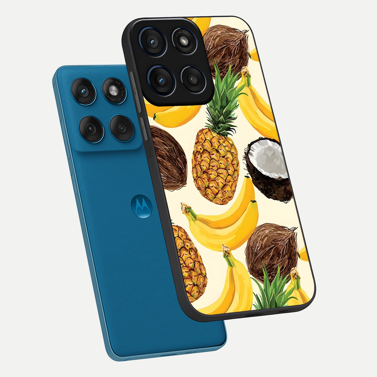  Tropical Fruit Mood phone case For Moto Edge 60 showing premium glass back cover with detailed artwork