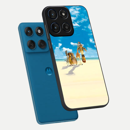  Tropical Fun Squad phone case For Moto Edge 60 showing premium glass back cover with detailed artwork