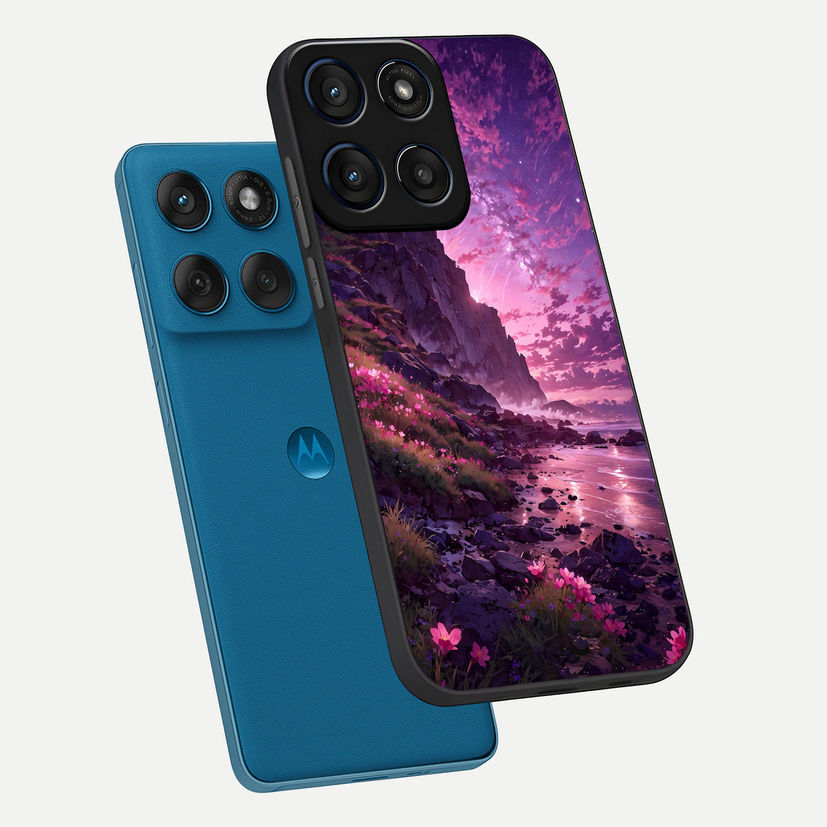  Twilight Blossom Coast phone case For Moto Edge 60 showing premium glass back cover with detailed artwork