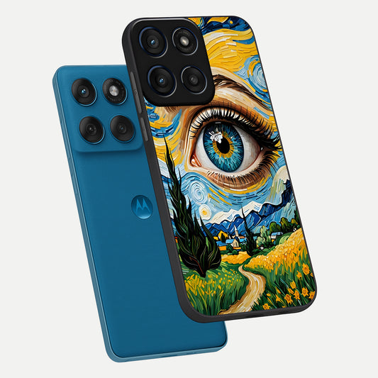  Van Gogh Eye phone case For Moto Edge 60 showing premium glass back cover with detailed artwork