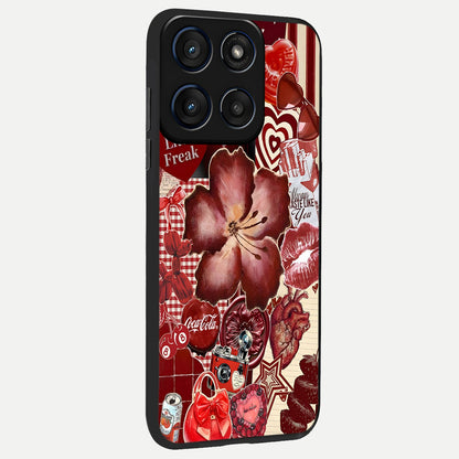  Aesthetic Little Freak back cover For Moto Edge 60 slim fit glass case with vibrant aesthetic design