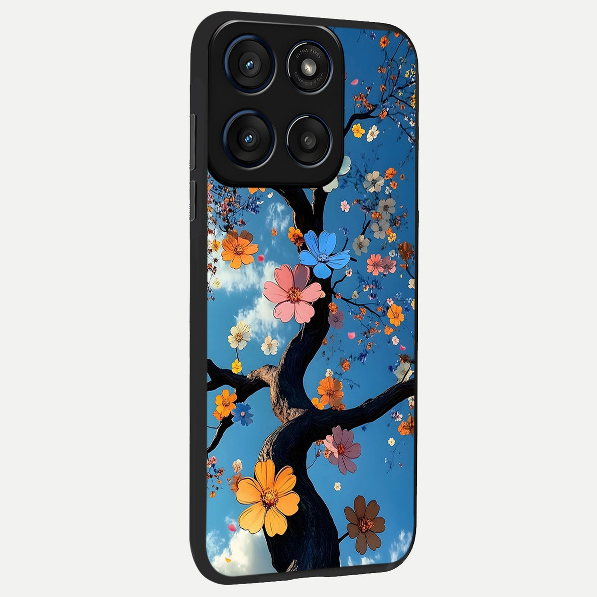  Blossom Dream Sky back cover For Moto Edge 60 slim fit glass case with vibrant aesthetic design