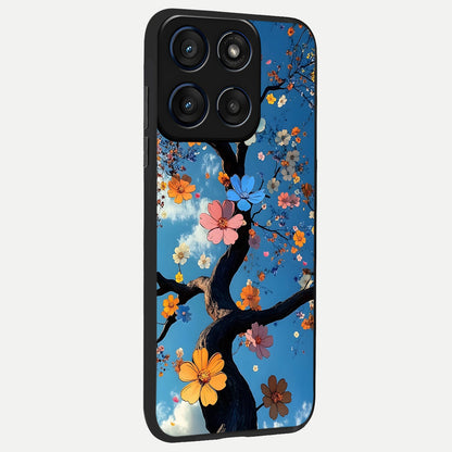  Blossom Dream Sky back cover For Moto Edge 60 slim fit glass case with vibrant aesthetic design