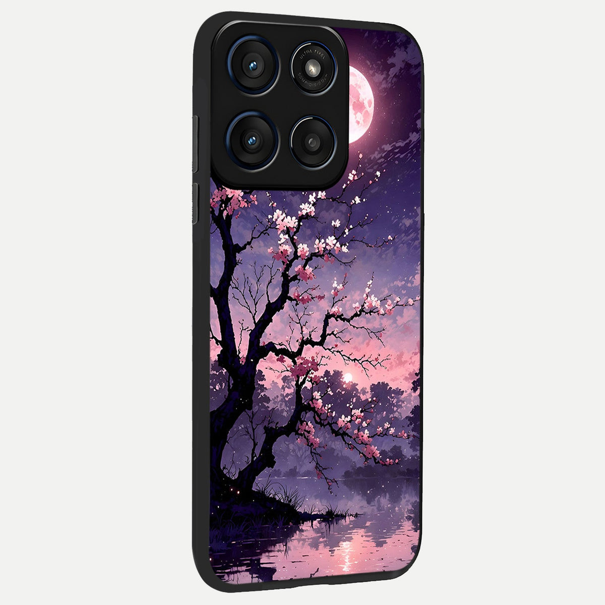  Blossom Pink Moon back cover For Moto Edge 60 slim fit glass case with vibrant aesthetic design