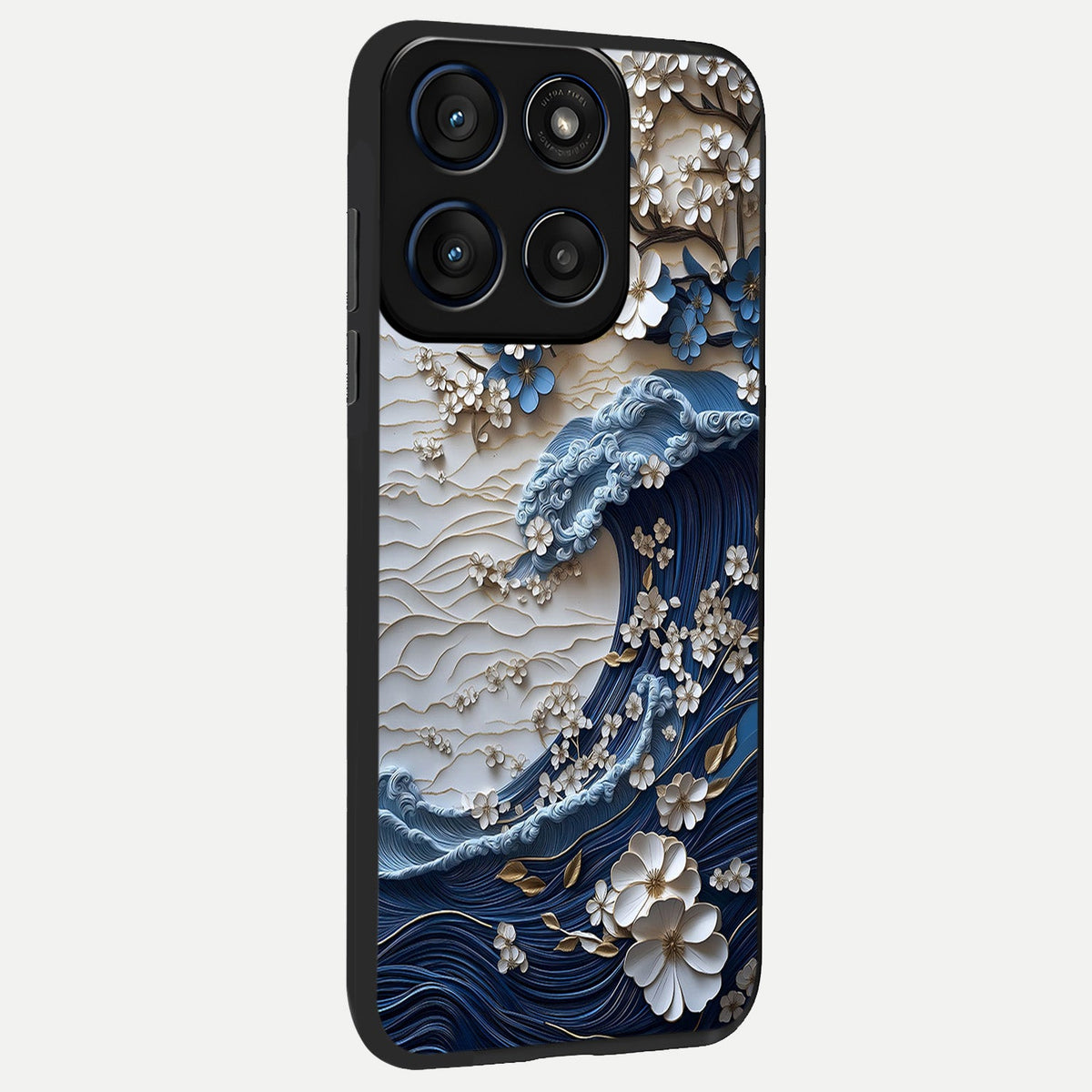  Blossom Wave Art back cover For Moto Edge 60 slim fit glass case with vibrant aesthetic design