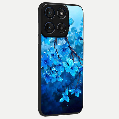  Blue Blossoms Branch back cover For Moto Edge 60 slim fit glass case with vibrant aesthetic design