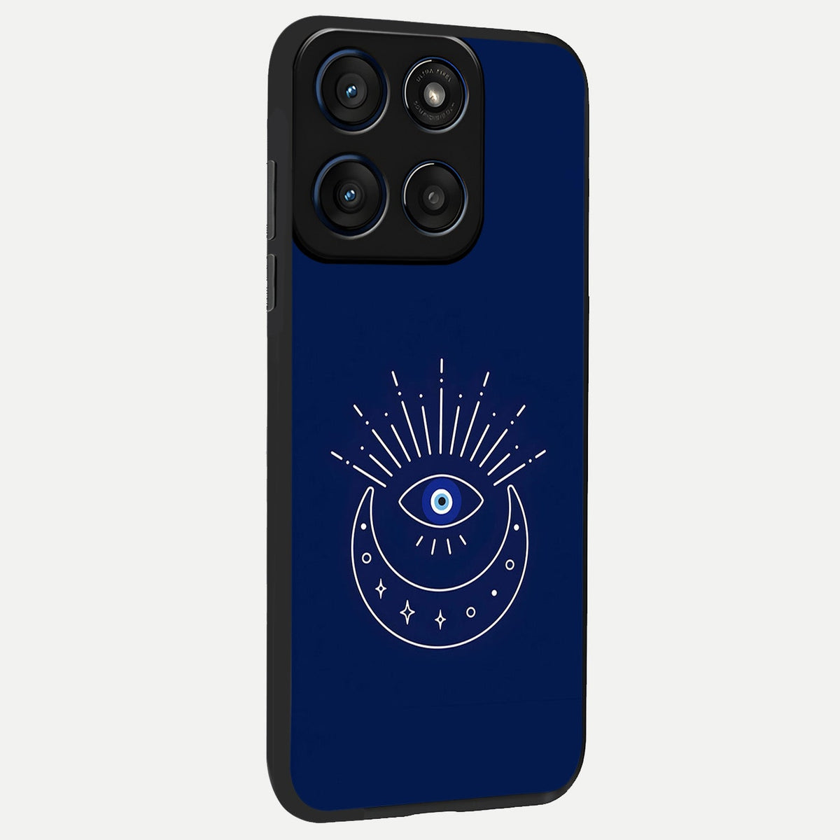  Blue Evil Eye back cover For Moto Edge 60 slim fit glass case with vibrant aesthetic design