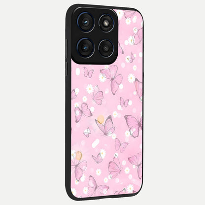  Blush Butterfly Garden back cover For Moto Edge 60 slim fit glass case with vibrant aesthetic design