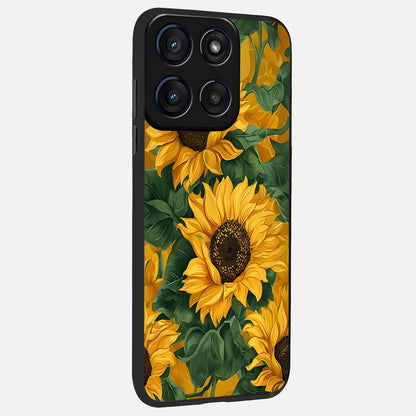  Bright Sunflower Bloom back cover For Moto Edge 60 slim fit glass case with vibrant aesthetic design