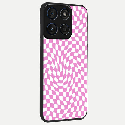  Bubblegum Check Wave back cover For Moto Edge 60 slim fit glass case with vibrant aesthetic design