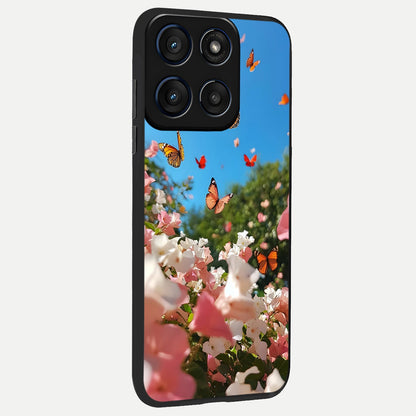  Butterflies In Bloom Sky back cover For Moto Edge 60 slim fit glass case with vibrant aesthetic design