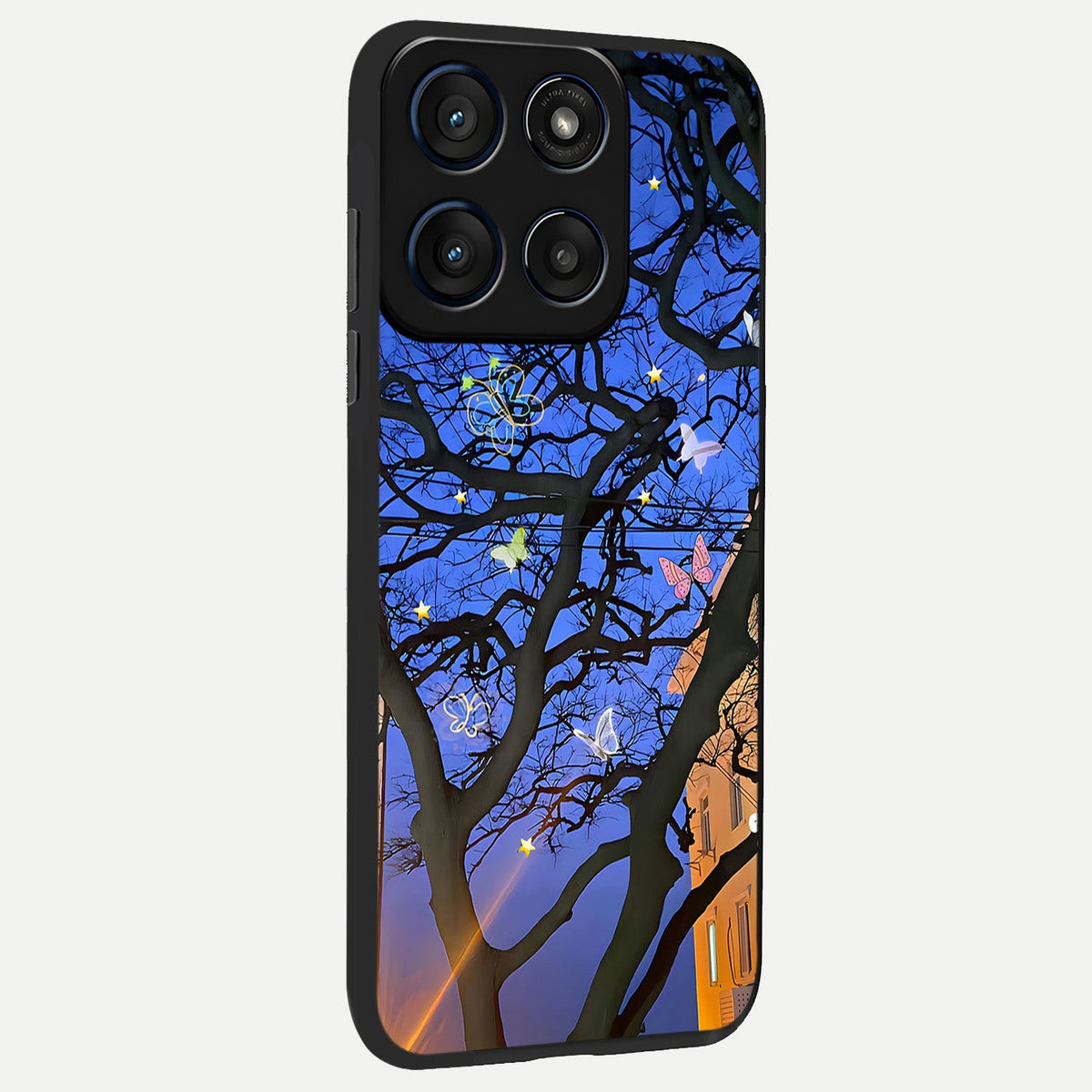  Butterfly Night Magic back cover For Moto Edge 60 slim fit glass case with vibrant aesthetic design