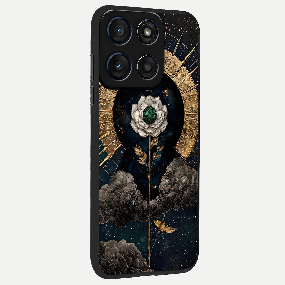  Celestial Lotus Morang back cover For Moto Edge 60 slim fit glass case with vibrant aesthetic design