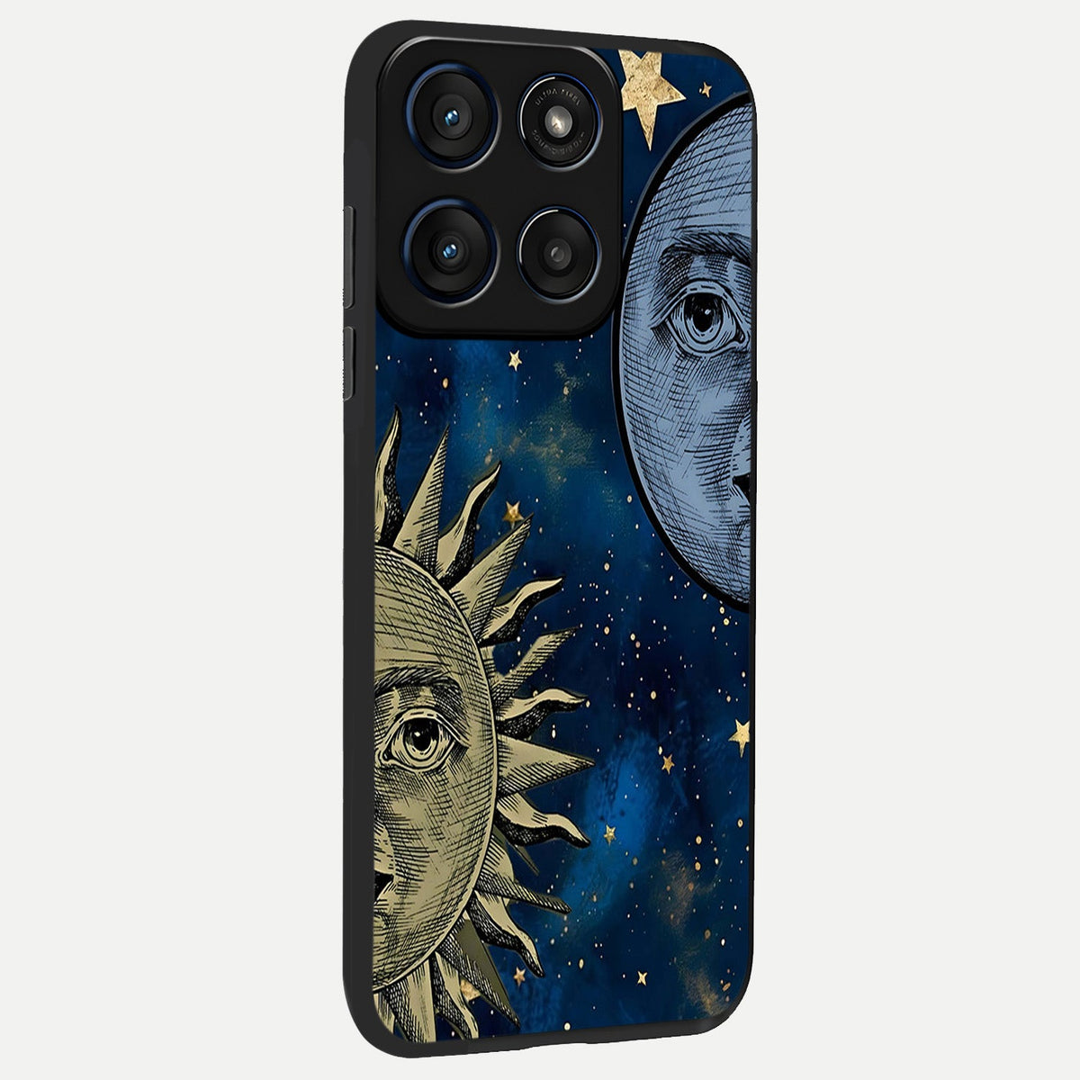 Celestial Moon With Sun back cover For Moto Edge 60 slim fit glass case with vibrant aesthetic design