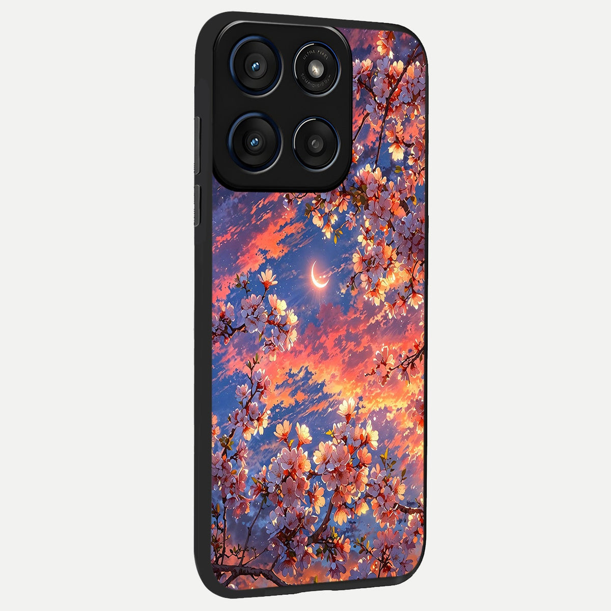  Celestial Sakura Sunset back cover For Moto Edge 60 slim fit glass case with vibrant aesthetic design