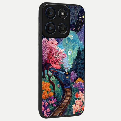  Celestial Train Journey back cover For Moto Edge 60 slim fit glass case with vibrant aesthetic design