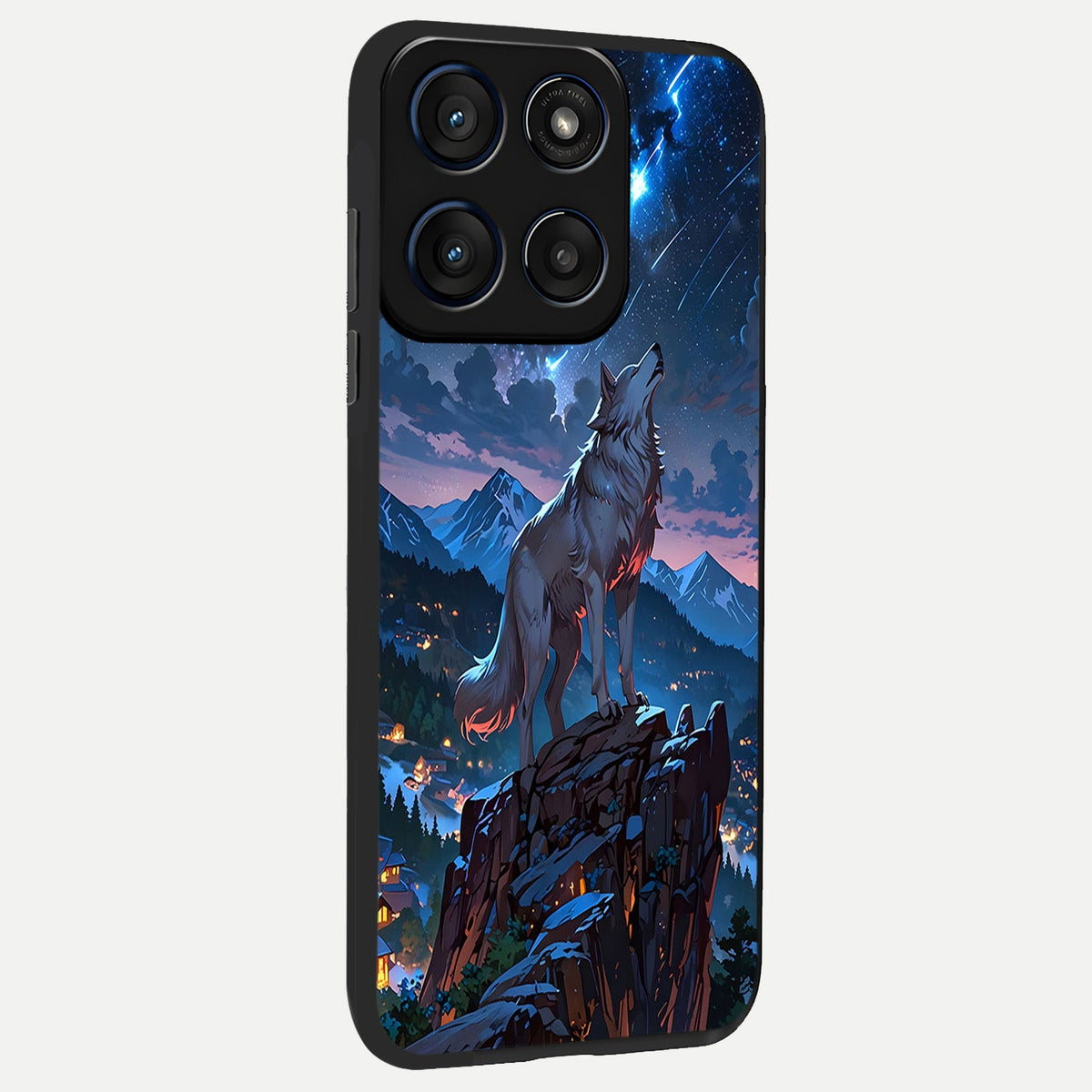  Celestial Wolf Howl back cover For Moto Edge 60 slim fit glass case with vibrant aesthetic design