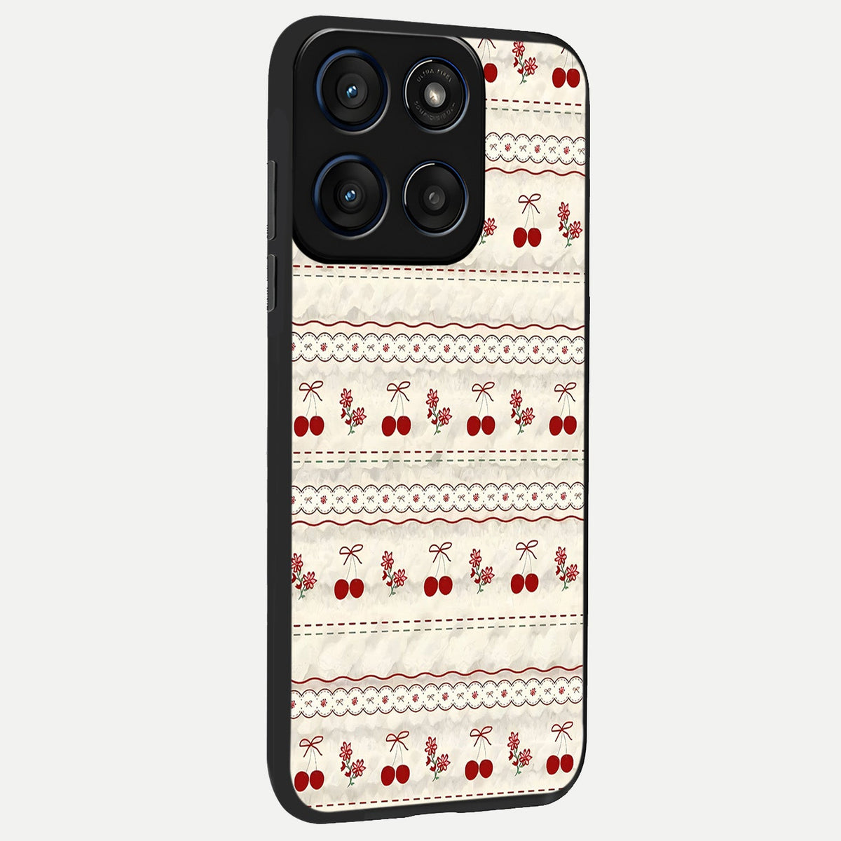  Cherry Bloom Charm back cover For Moto Edge 60 slim fit glass case with vibrant aesthetic design