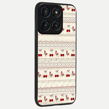  Cherry Bloom Charm back cover For Moto Edge 60 slim fit glass case with vibrant aesthetic design
