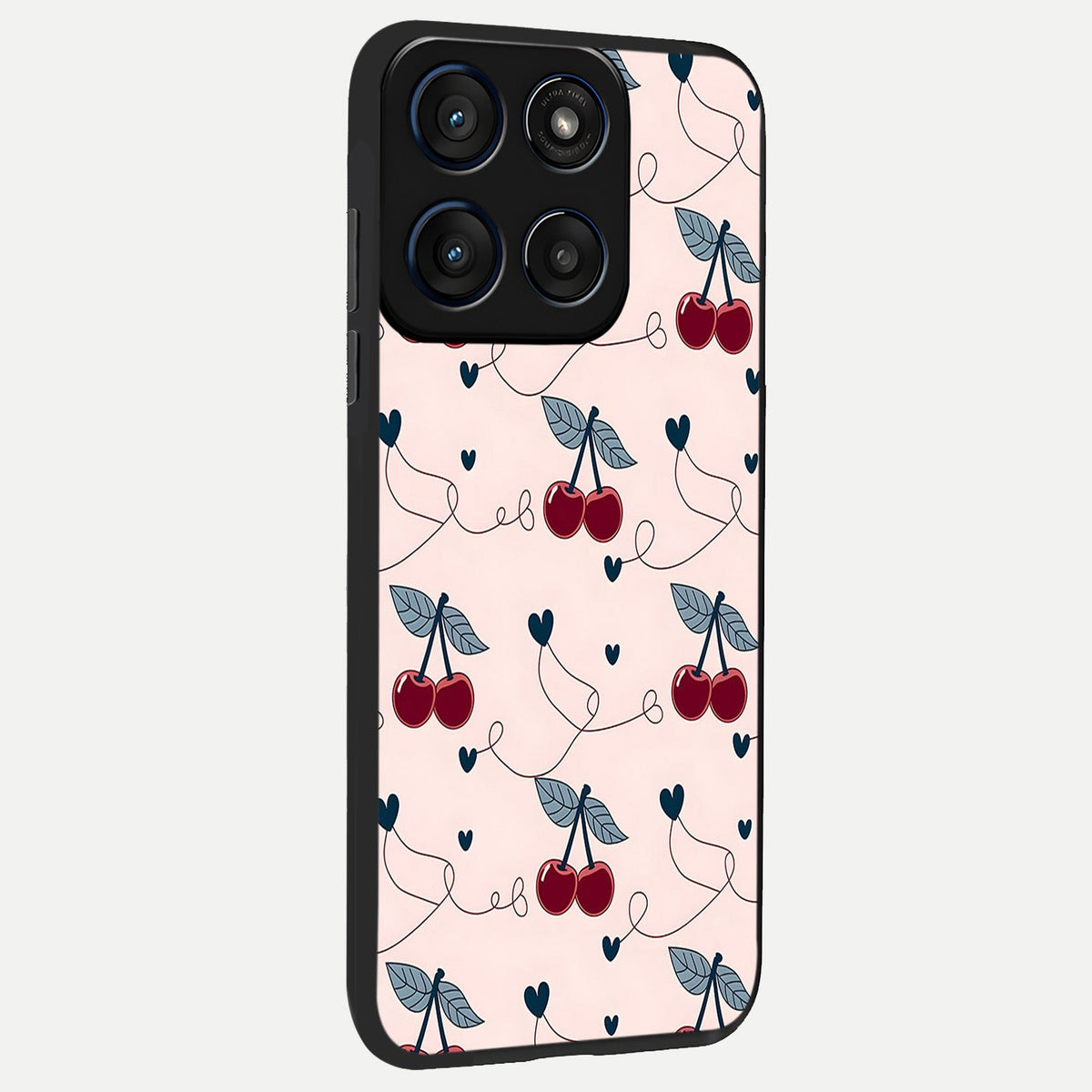  Cherry Heart Line back cover For Moto Edge 60 slim fit glass case with vibrant aesthetic design