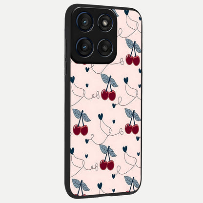  Cherry Heart Line back cover For Moto Edge 60 slim fit glass case with vibrant aesthetic design