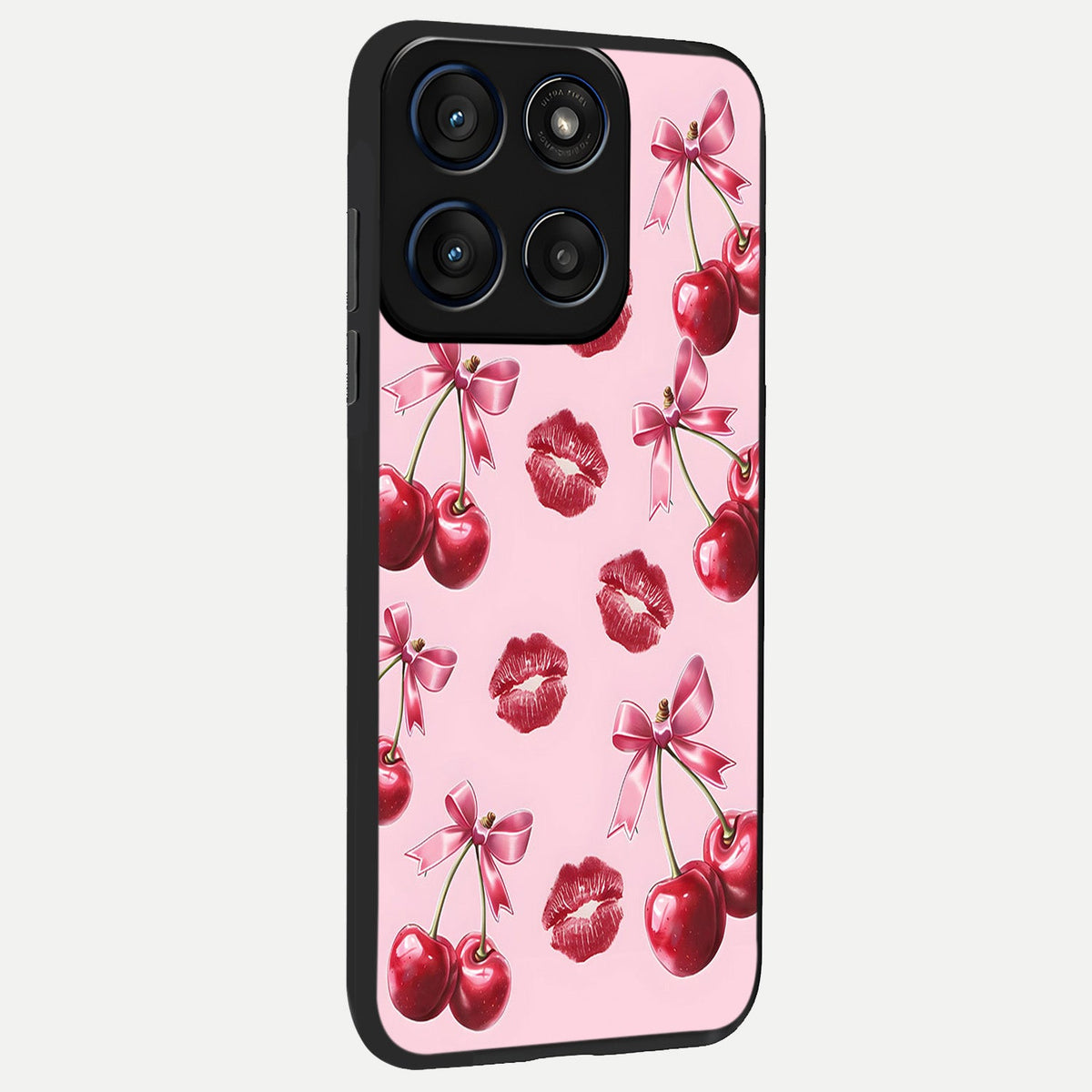  Cherry With Lips back cover For Moto Edge 60 slim fit glass case with vibrant aesthetic design