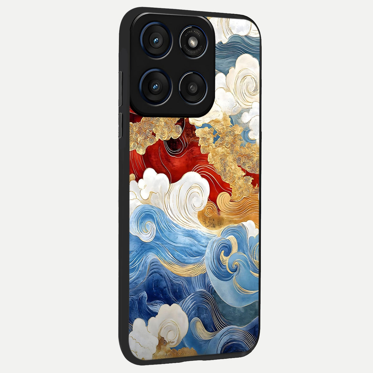  Colored Waves back cover For Moto Edge 60 slim fit glass case with vibrant aesthetic design