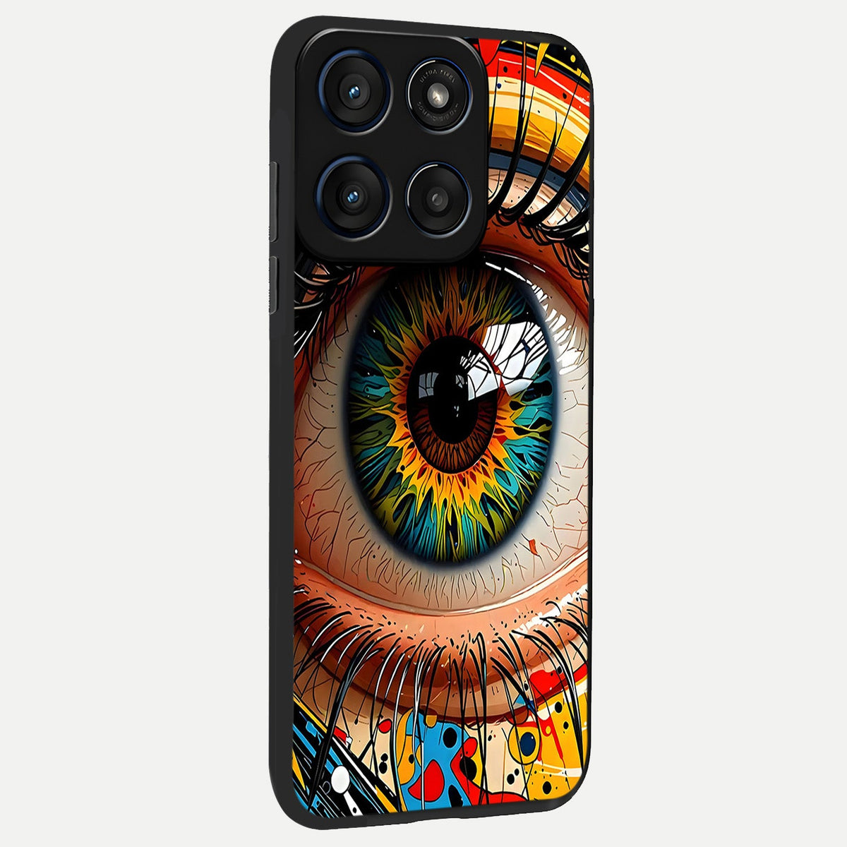 Colorful Eye back cover For Moto Edge 60 slim fit glass case with vibrant aesthetic design