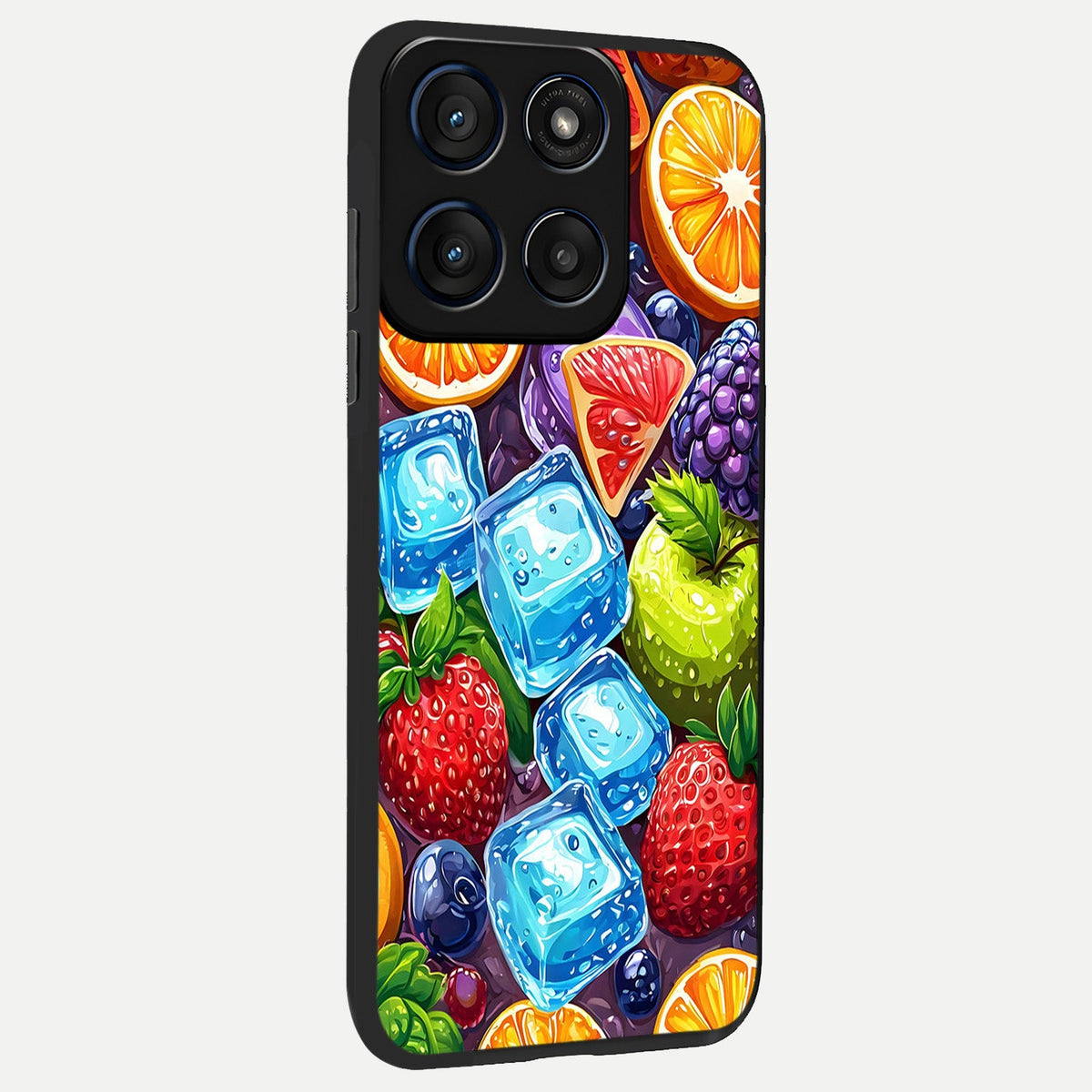  Colorful Fruits with Ice back cover For Moto Edge 60 slim fit glass case with vibrant aesthetic design