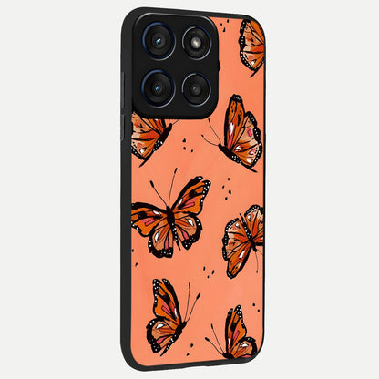 Coral Wing Butterfly back cover For Moto Edge 60 slim fit glass case with vibrant aesthetic design