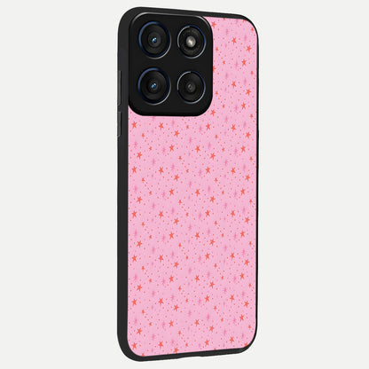  Cosmic Pink Sparkle back cover For Moto Edge 60 slim fit glass case with vibrant aesthetic design