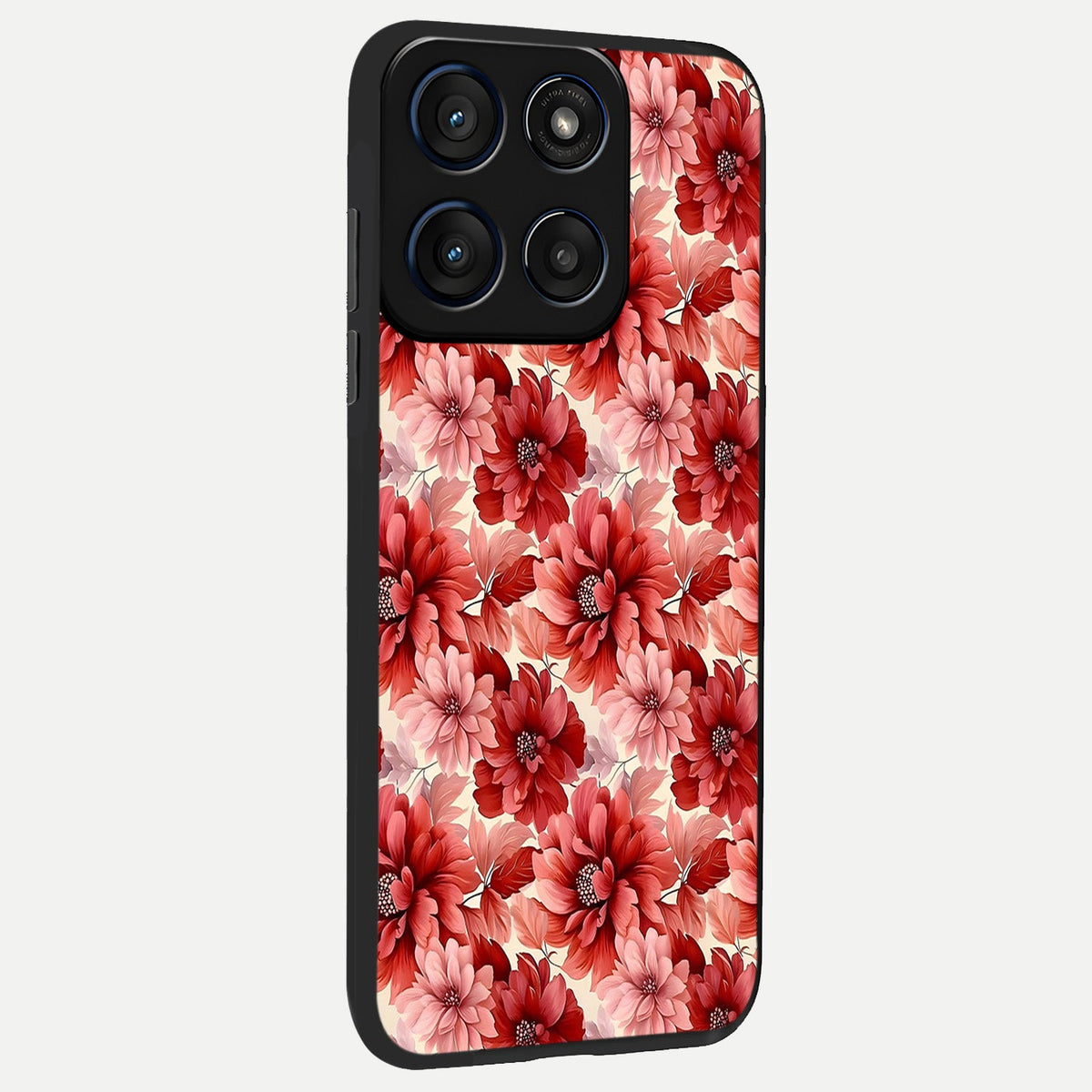 Crimson Love Petals back cover For Moto Edge 60 slim fit glass case with vibrant aesthetic design