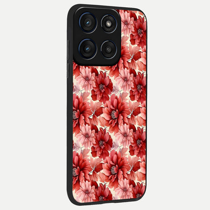  Crimson Love Petals back cover For Moto Edge 60 slim fit glass case with vibrant aesthetic design