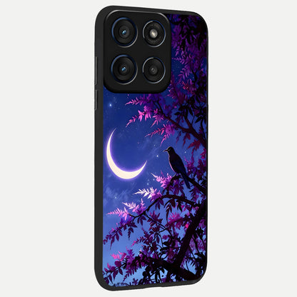  Crow And Moon Scenery back cover For Moto Edge 60 slim fit glass case with vibrant aesthetic design