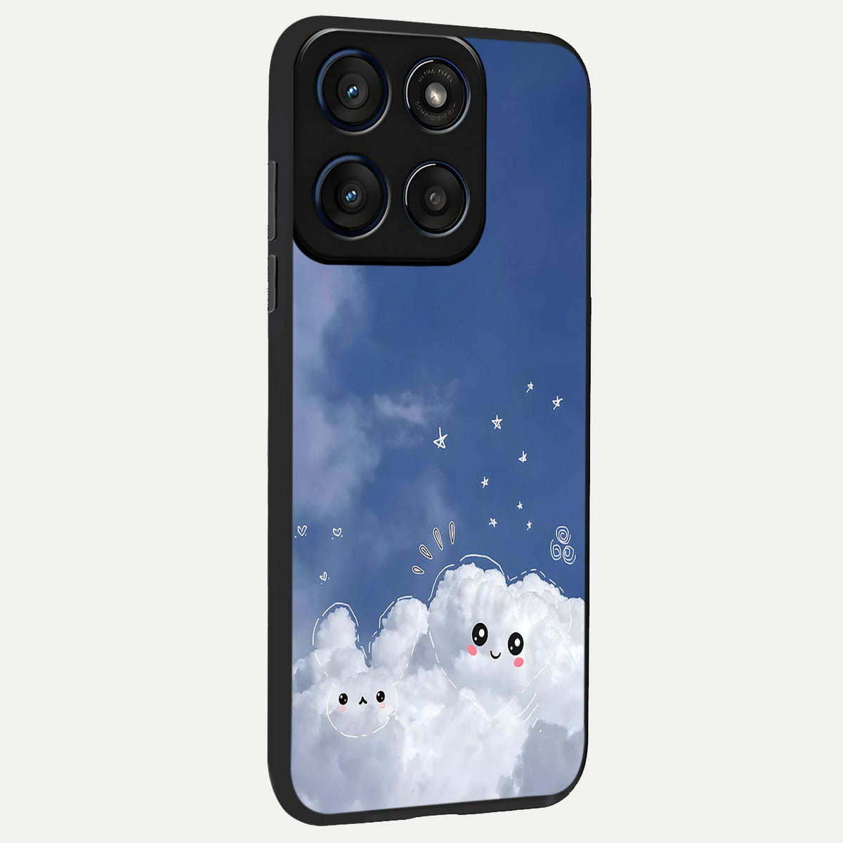  Cute Blossom Cloud back cover For Moto Edge 60 slim fit glass case with vibrant aesthetic design