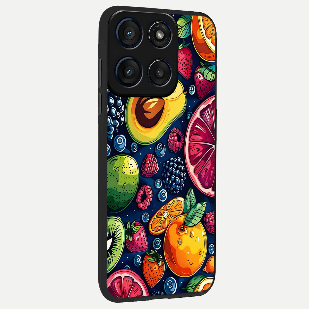 Cute Fruits Art back cover For Moto Edge 60 slim fit glass case with vibrant aesthetic design