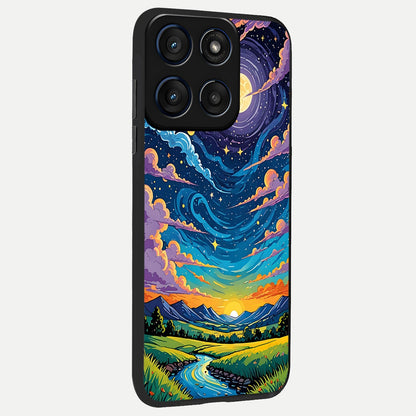  Dreamy Night Landscape back cover For Moto Edge 60 slim fit glass case with vibrant aesthetic design