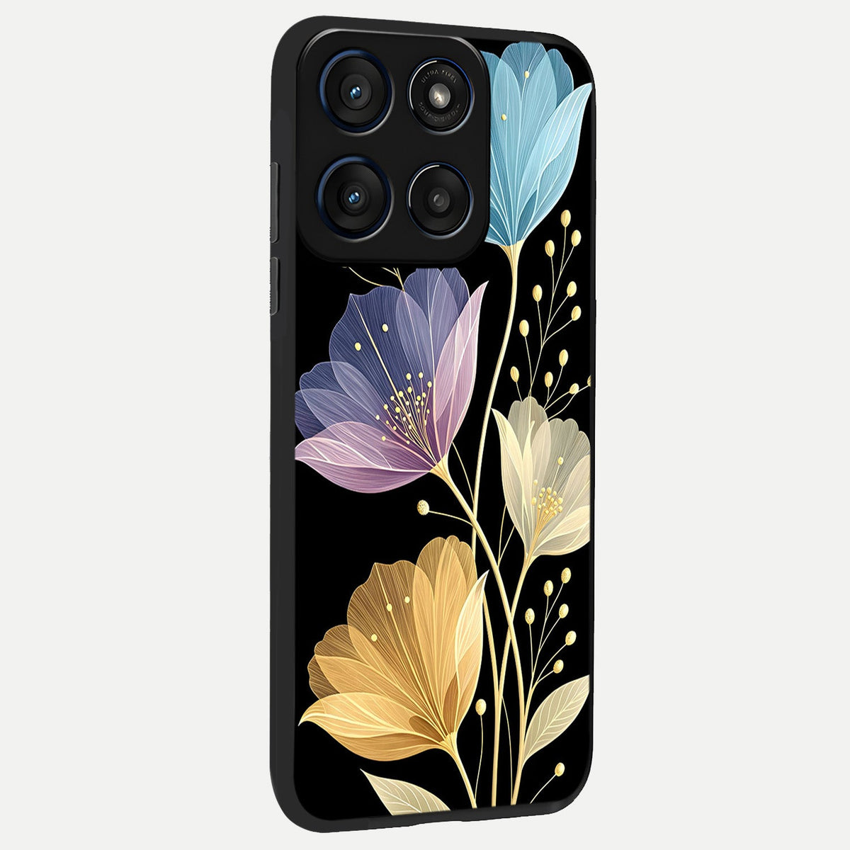  Flower Bloom Glow back cover For Moto Edge 60 slim fit glass case with vibrant aesthetic design