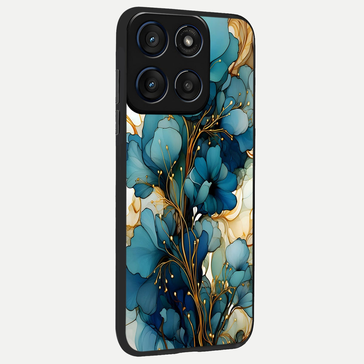  Golden Bloom Symphony back cover For Moto Edge 60 slim fit glass case with vibrant aesthetic design
