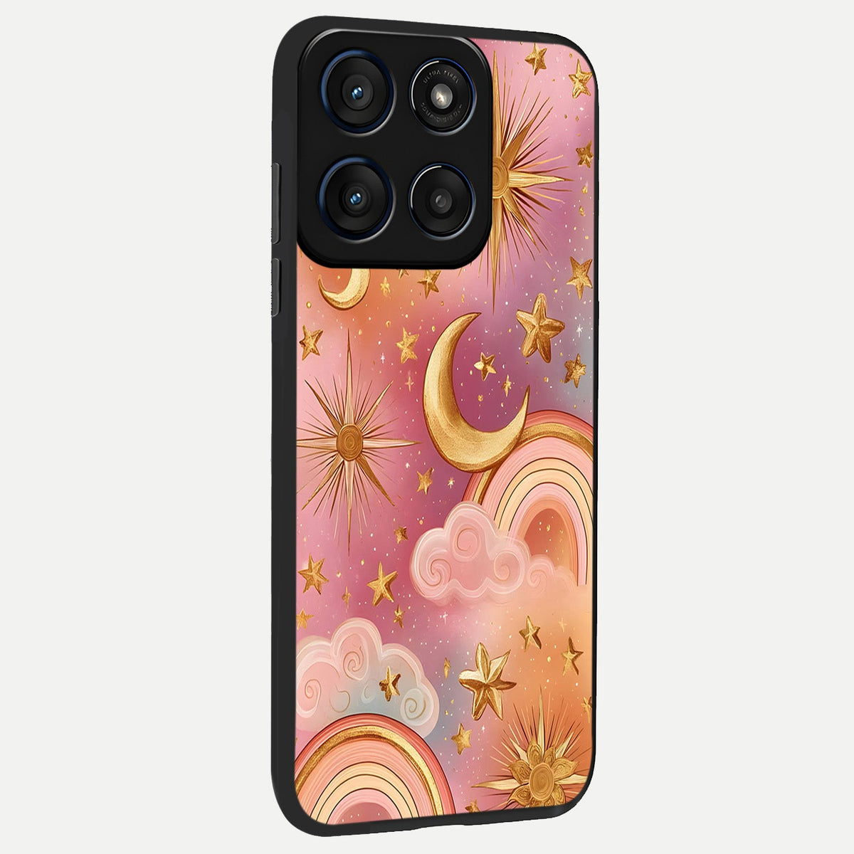  Golden Celestial Dreams back cover For Moto Edge 60 slim fit glass case with vibrant aesthetic design